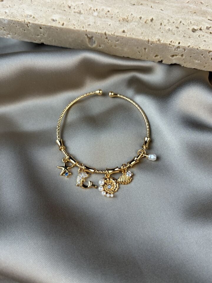 Gold Deniz Temalı Charm Bileklik